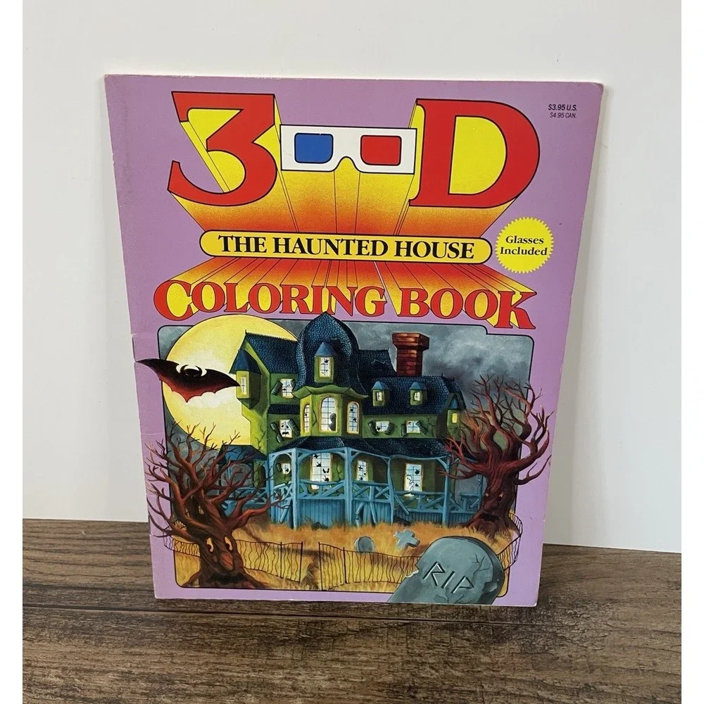 The Haunted House Coloring Book 3-D 3D Witch Vampire Ghost Halloween UNUSED
